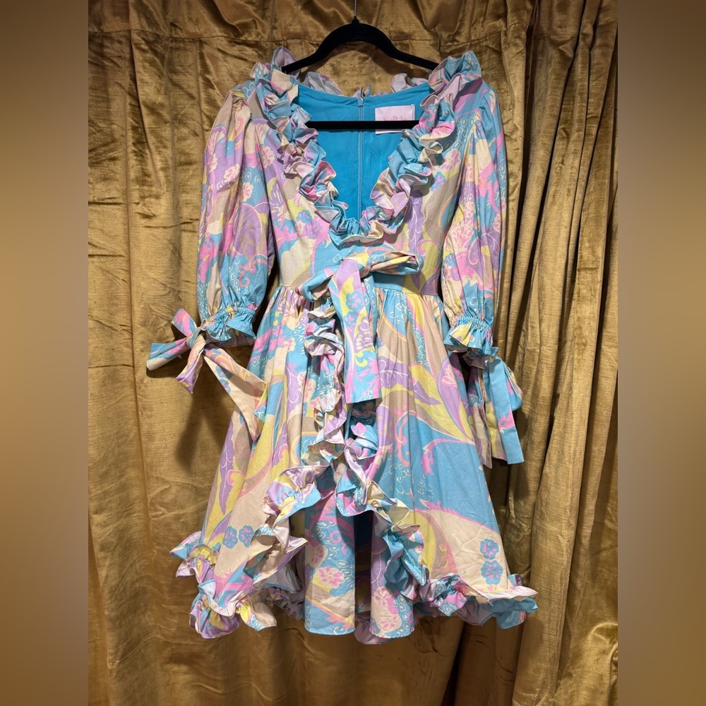 NWT Selkie Electric Lady Marie Dress - Colorful Ruffled Wrap Dress